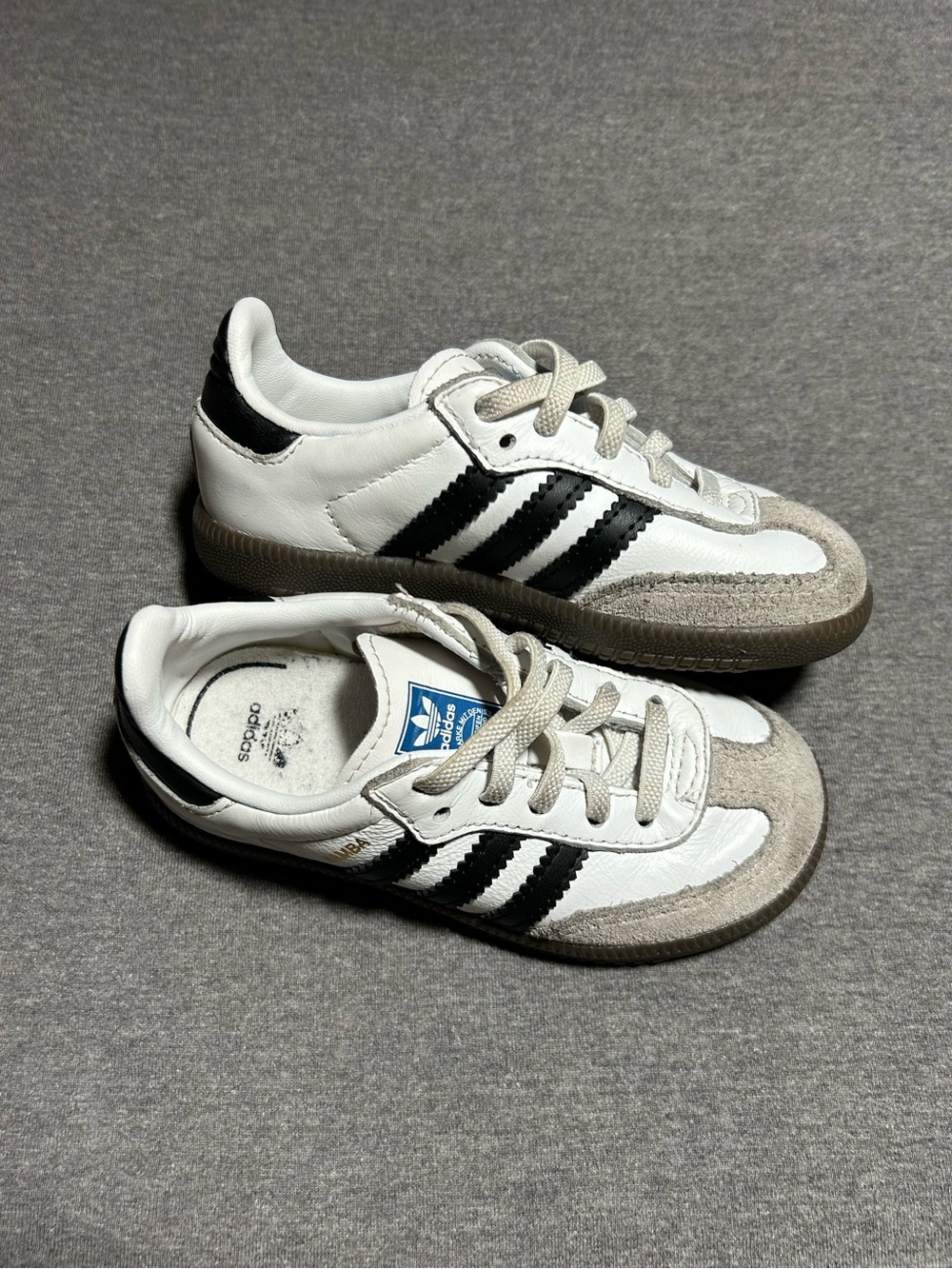 Adidas Baby Toddlers Samba White Black Leather Sneakers size 7